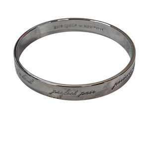 Kate Spade Bracelet Silver Tone Bride Idiom Bangle Engraved Excellent Dustbag